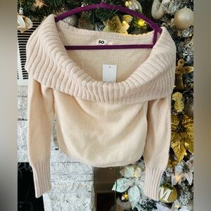 SO Women's Off-Shoulder Sweater in Cream